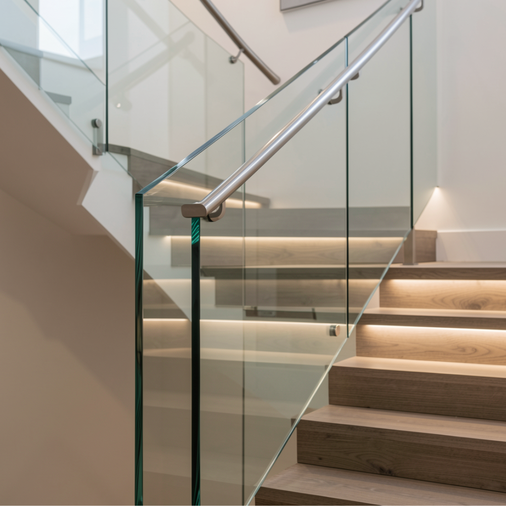 2 glass handrails installation