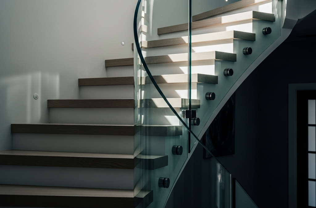 "are curved glass handrails safe for residential staircases"